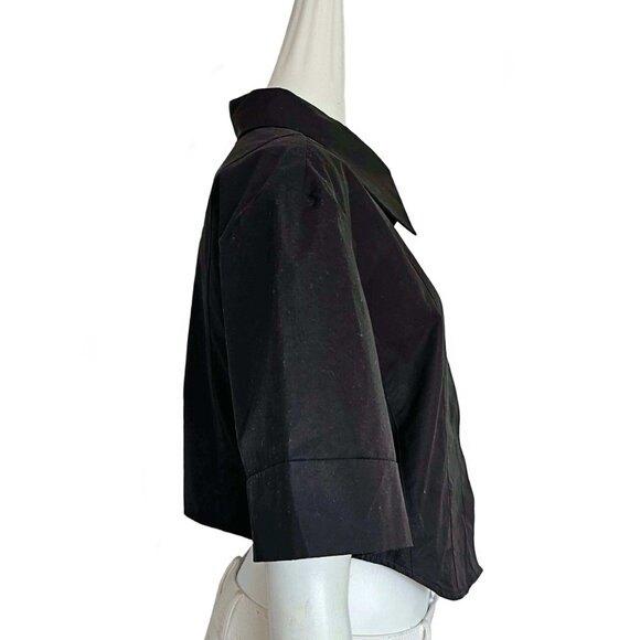 MINJUKIM BLACK CORSET CROPPED SHIRT (40) - Picture 3 of 8